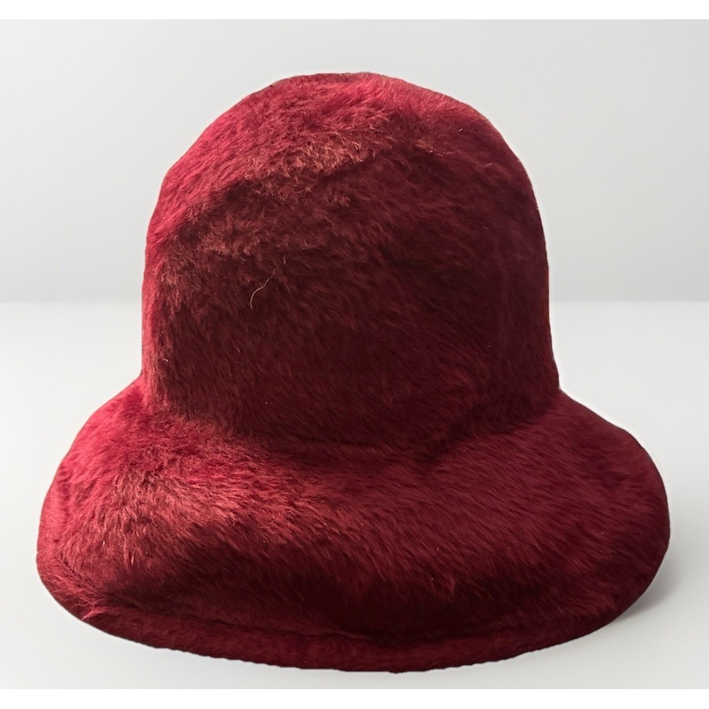 Vintage 80s Mari Da Lady Jaylo Angora Hat Made England Wine Cloche Lord & Taylor